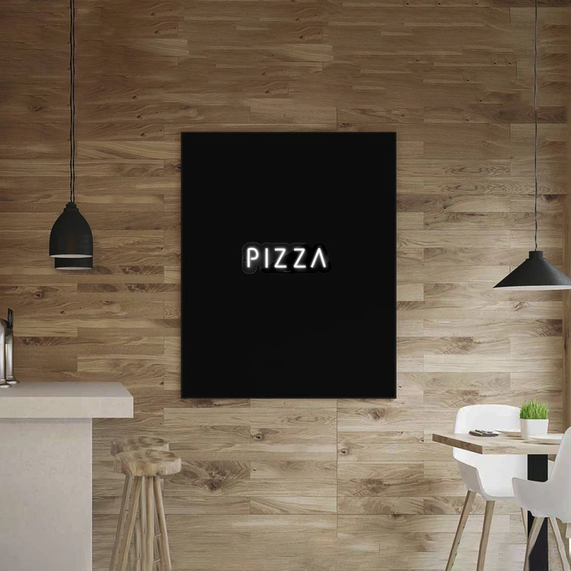 چراغ دیواری نئون دیزاین مدلPizza-Text-BL_WHT