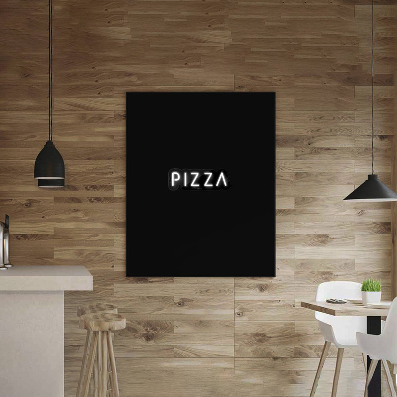 چراغ دیواری نئون دیزاین مدلPizza-Text-BL_WHT