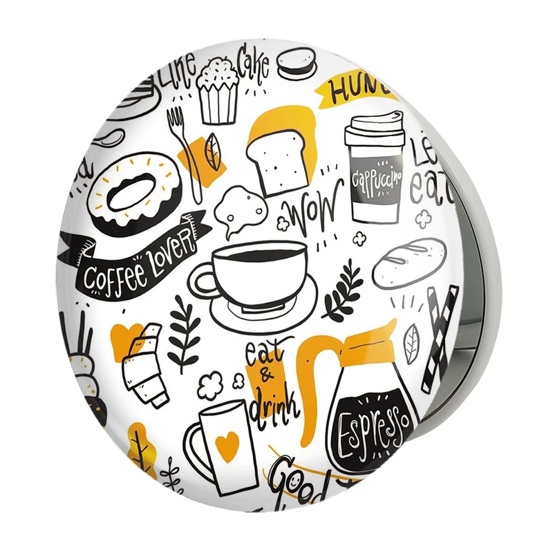 آینه جیبی خندالو طرح کافی شاپ قهوه مدل تاشو کد 27532 