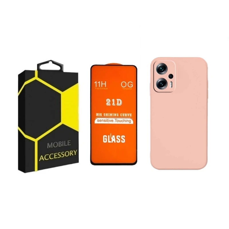 کاور مدل silicon مناسب برای گوشی موبایل شیائومی Poco X4 GT / Redmi Note 11T Pro به همراه محافظ صفحه نمایش 