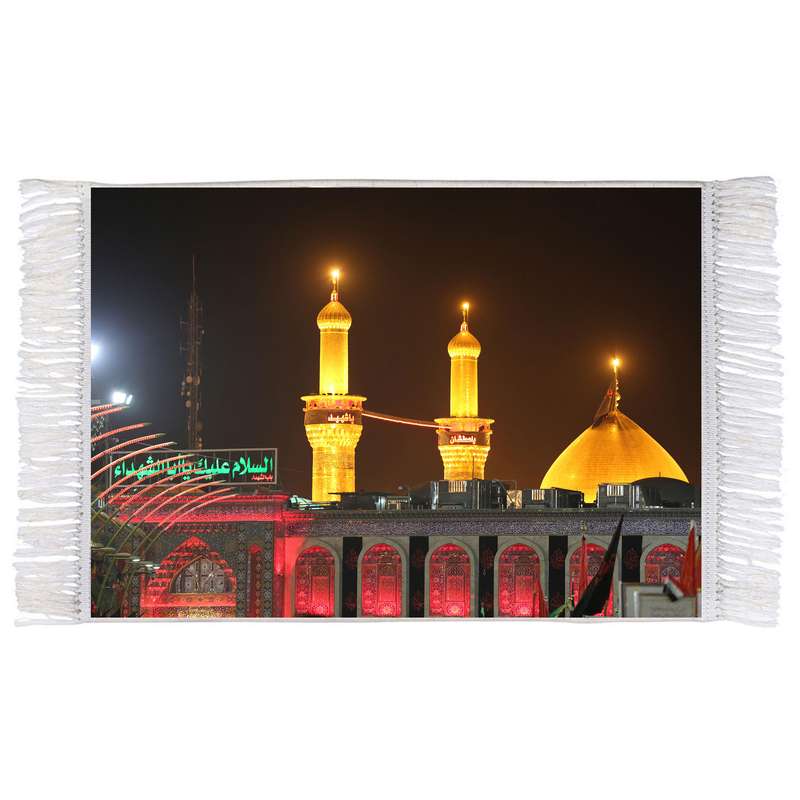 فرش ماشینی دیوارکوب اطلس آبی طرح حرم امام حسین مدل T2416 
