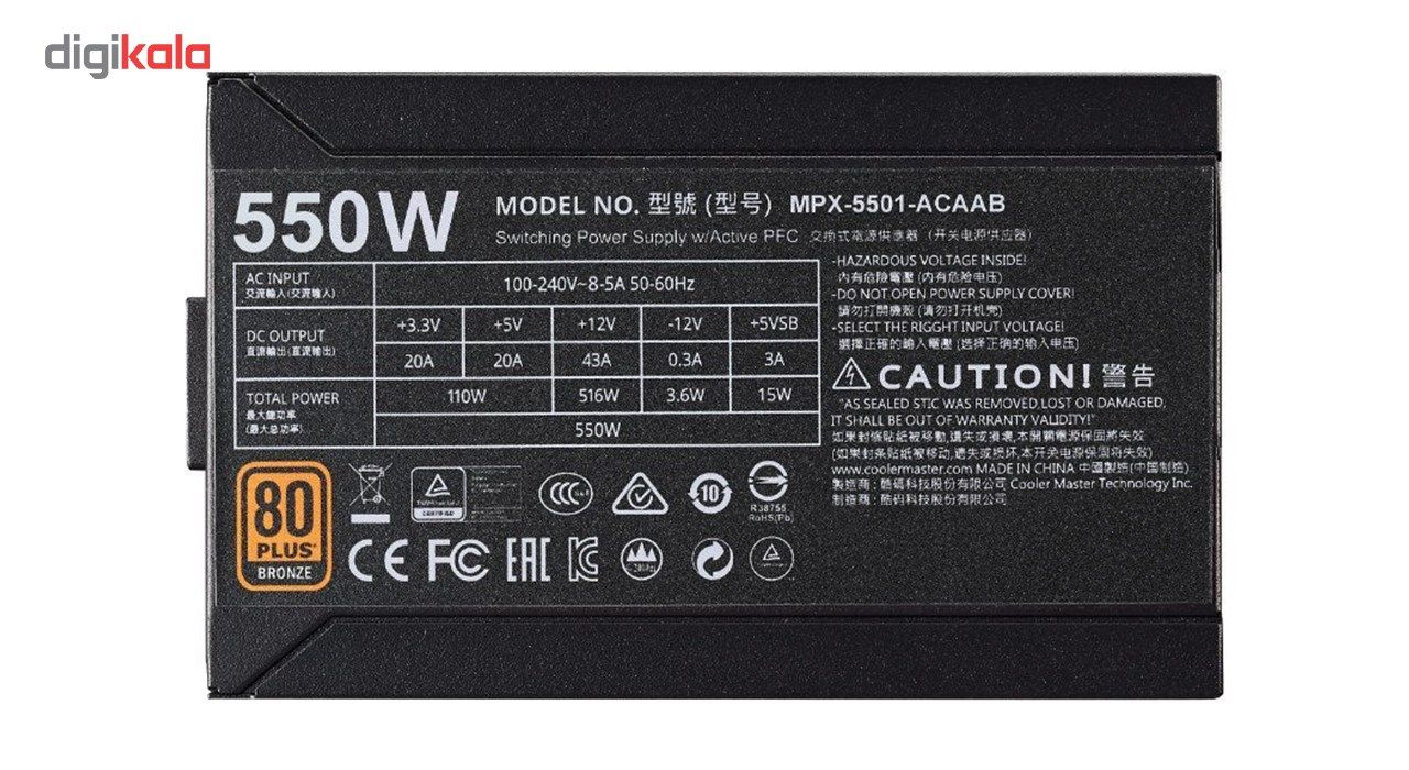 منبع تغذیه کامپیوتر کولر مستر مدل MWE Bronze 550 main 1 8