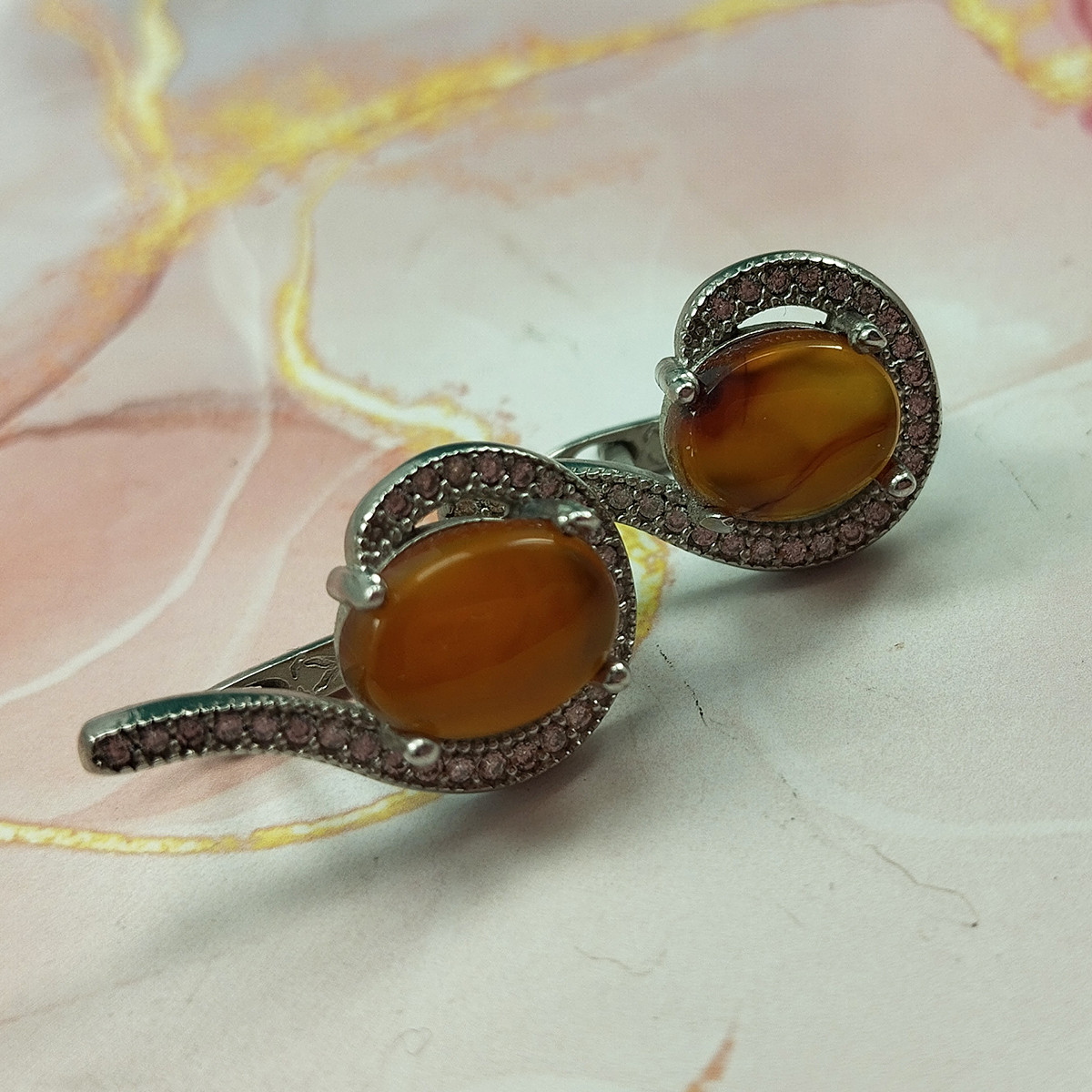 نیم ست نقره زنانه سلین کالا مدل عقیق سرخ کد 123