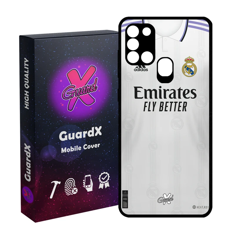کاور گارد ایکس طرح رئال مادرید مدل Glass10465 مناسب برای گوشی موبایل سامسونگ Galaxy A21s