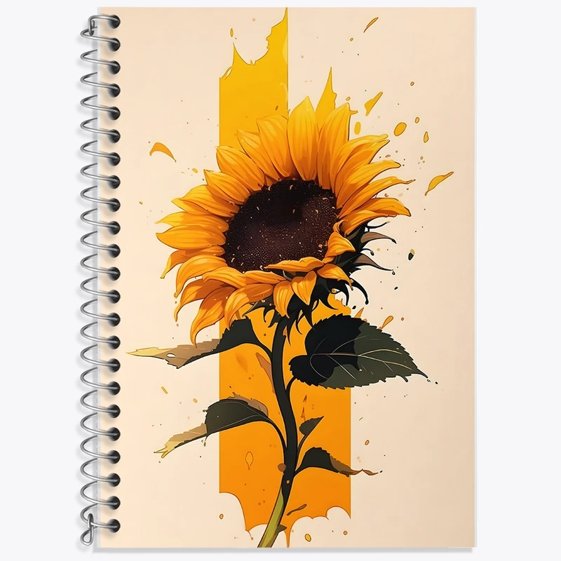 دفتر زبان 50 برگ خندالو مدل سه خط طرح گل آفتابگردان کد F1338