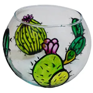 جاشمعی شیشه ای طرح کاکتوس کد 01
