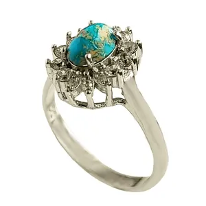 انگشتر نقره زنانه مدل فیروزه نیشابور FW3087