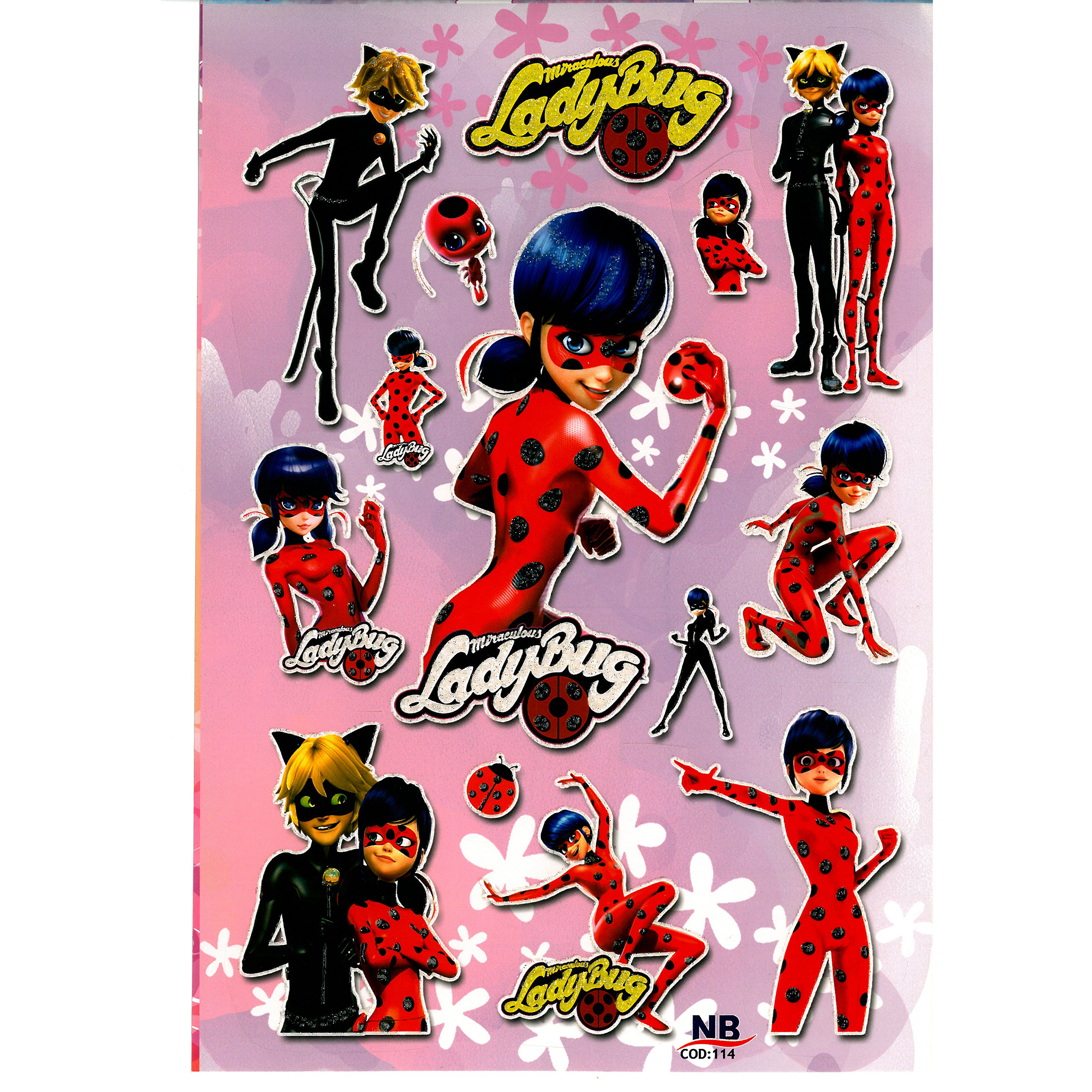 استیکر  کودک مدل دختر کفشدوزکی و پسر گربه ای کد NB 114