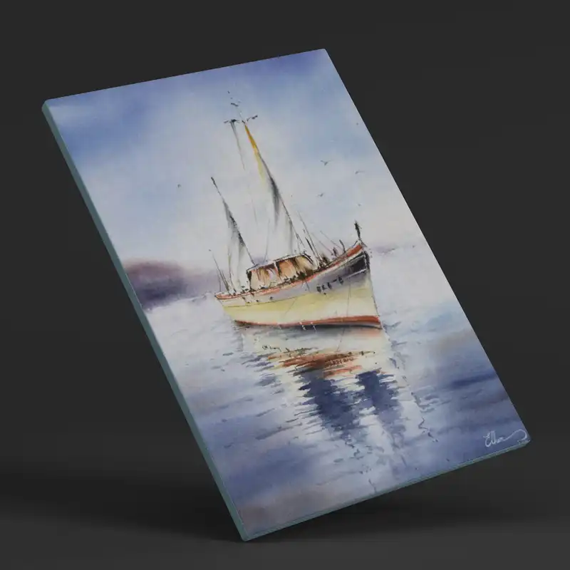 نقاشی آبرنگ طرح قایق 014