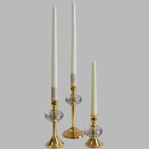 شمعدان نورهام مدل کریستالی ماهرخ مجموعه 3 عددی