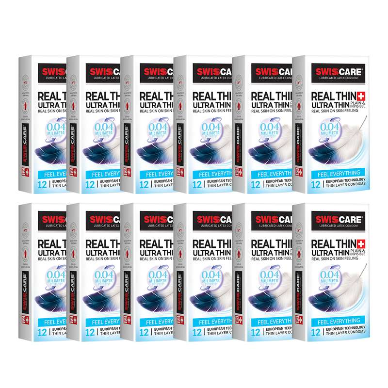 کاندوم سوئیس کر مدل REAL THIN مجموعه 12 عددی