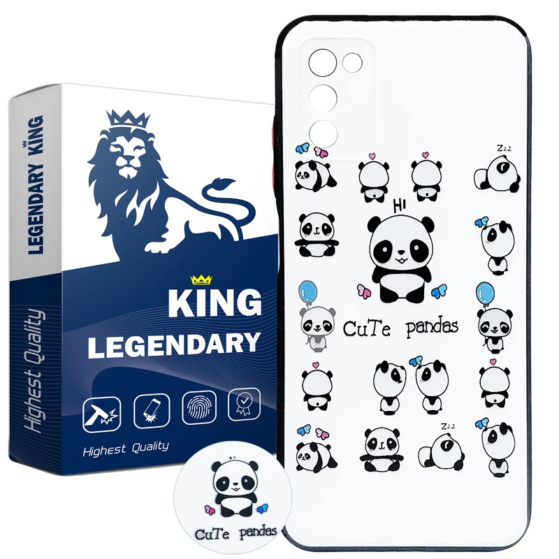 کاور لجندری کینگ مدل PANDA uv مناسب برای گوشی موبایل سامسونگ Galaxy A03s به همراه پاپ سوکت