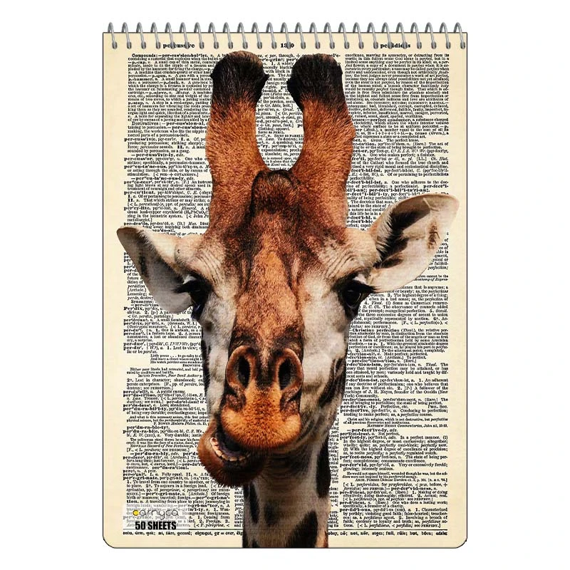 دفتر نقاشی 50 برگ سیمی کارنیکا طرح روزنامه وینتج حیوانات Vintage Newspaper Animals کد 69244