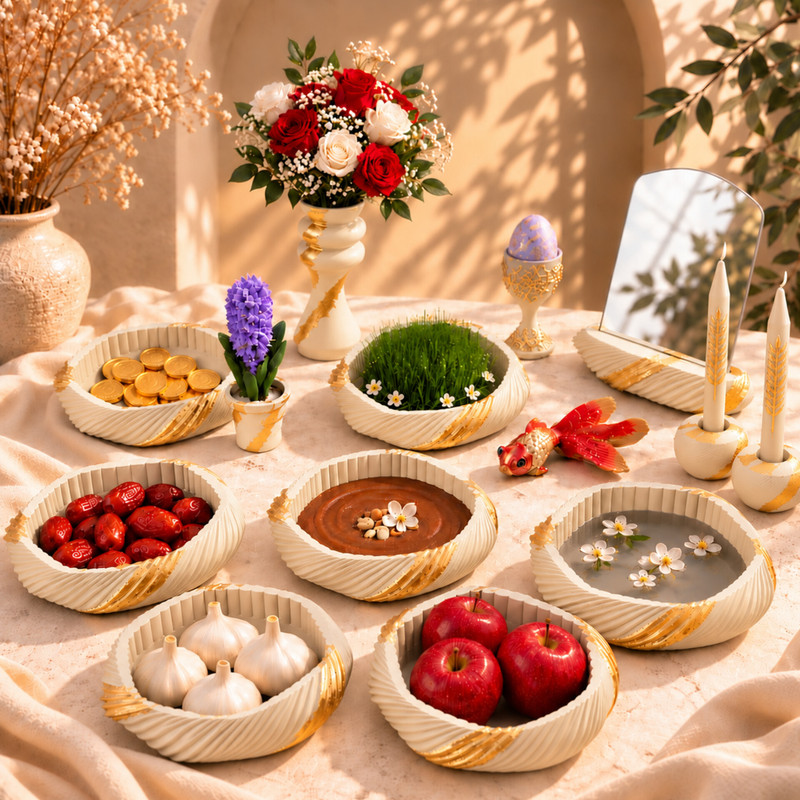 ست هفت سین طرح شیاردار مجموعه 14 عددی