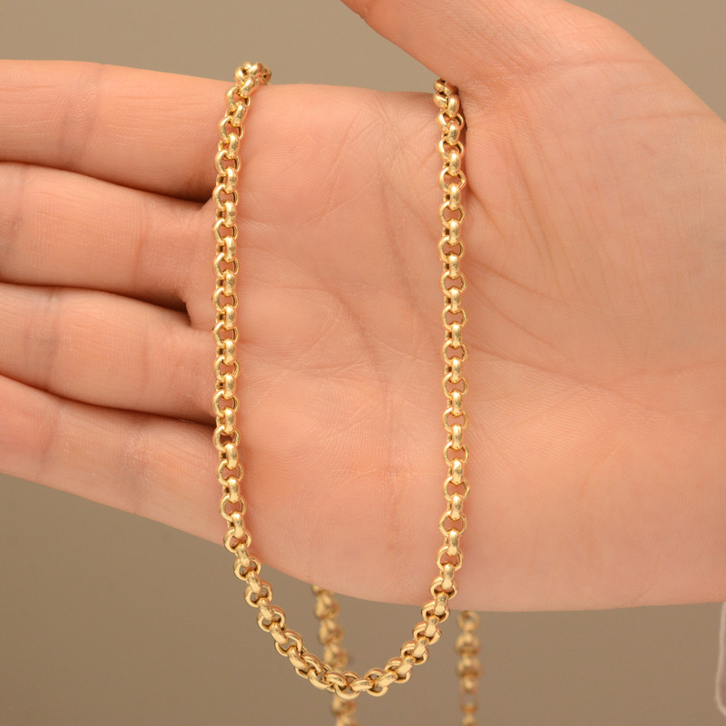 زنجیر طلا 18 عیار زنانه طلای مستجابی مدل رولو گلستانه کد R45