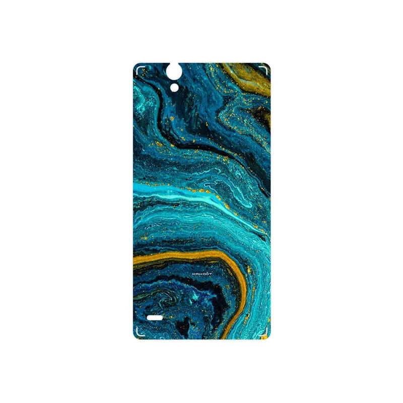 برچسب پوششی ماهوت مدل Turquoise marblewith golden streaks مناسب برای گوشی موبایل سونی Xperia C4