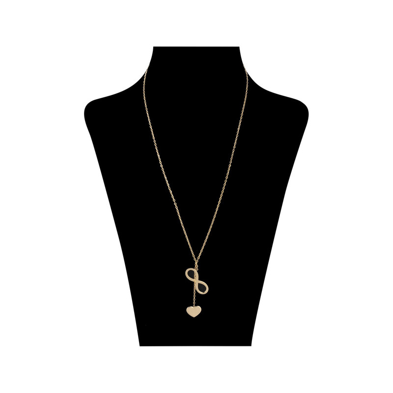 گردنبند طلا 18 عیار زنانه قیراط  طرح بی نهایت و قلب کد GH4743