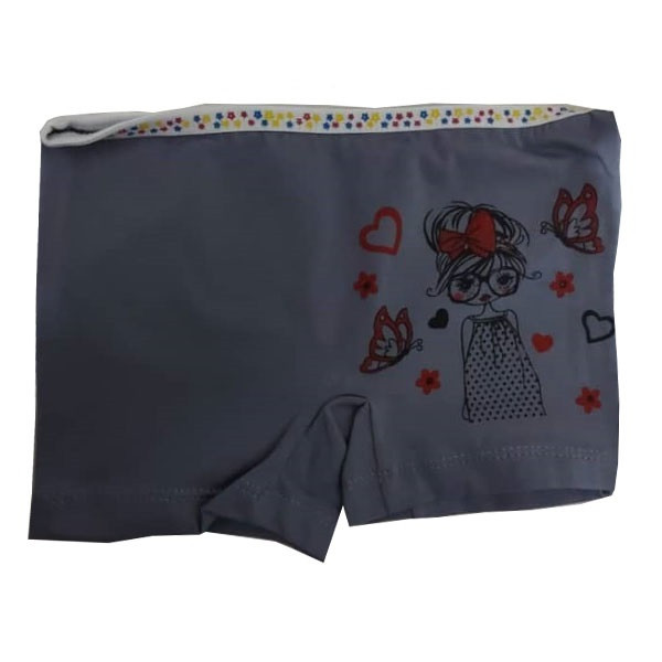 شورت دخترانه طرح پروانه رنگ خاکستری