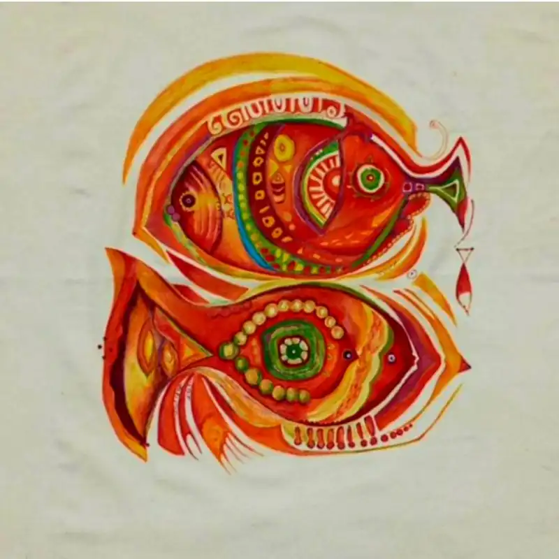 رومیزی چاپ دستی مدل ماهی جواهر نشان