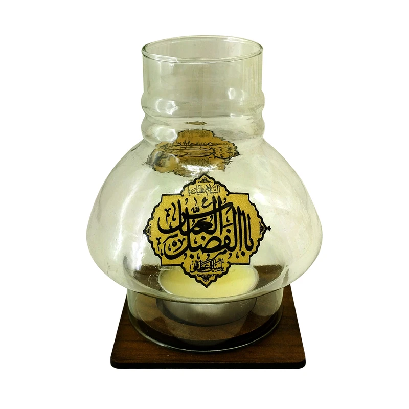 عکس شماره 3 : جاشمعی مدل مذهبی پایه چوبی طرح السلام علیک یا اباالفضل ع و السلام علیک یا اباعبدالله ع کد 102667
