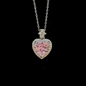 گردنبند دخترانه مدل قلب و سنگ جواهری کد Art603