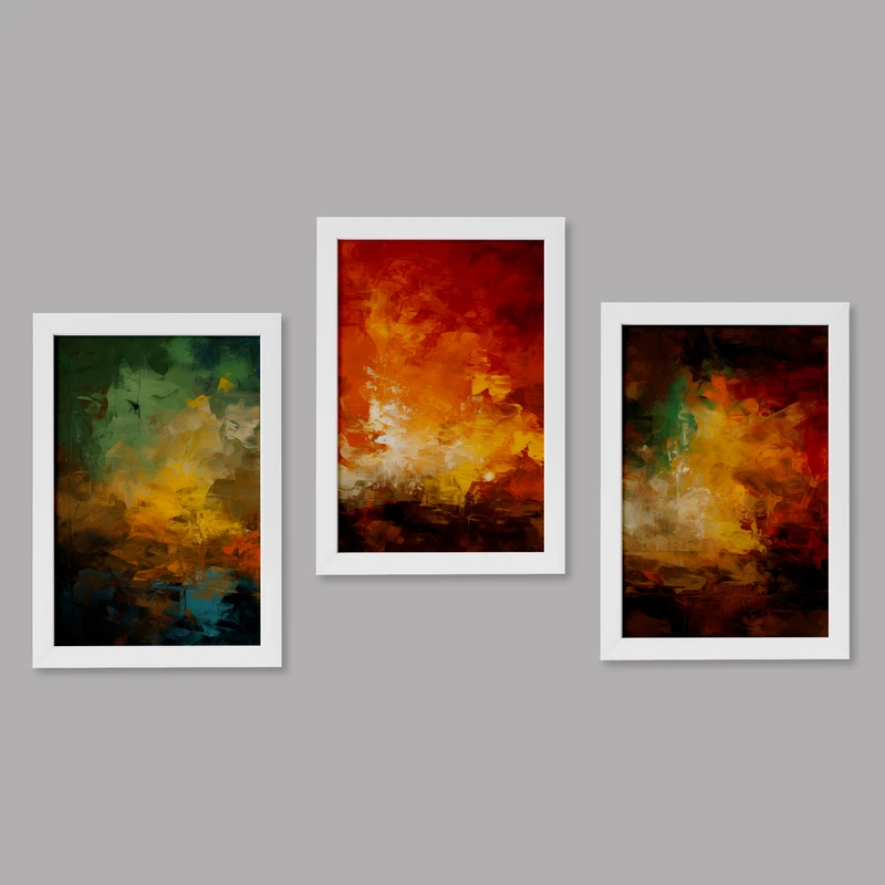 تابلو خندالو مدل دکوراتیو رنگ روغن کد M77 مجموعه 3 عددی