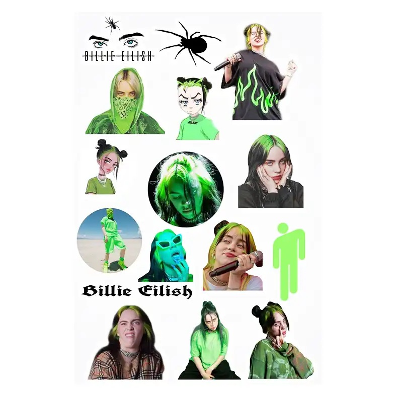 استیکر لپ تاپ کی پاپ طرح بیلی ایلیش کد a105 مجموعه 16 عددی