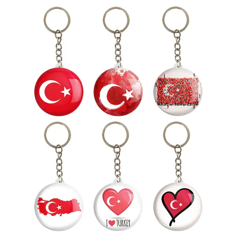 جاکلیدی خندالو مدل پرچم ترکیه کد 1219B مجموعه 6 عددی