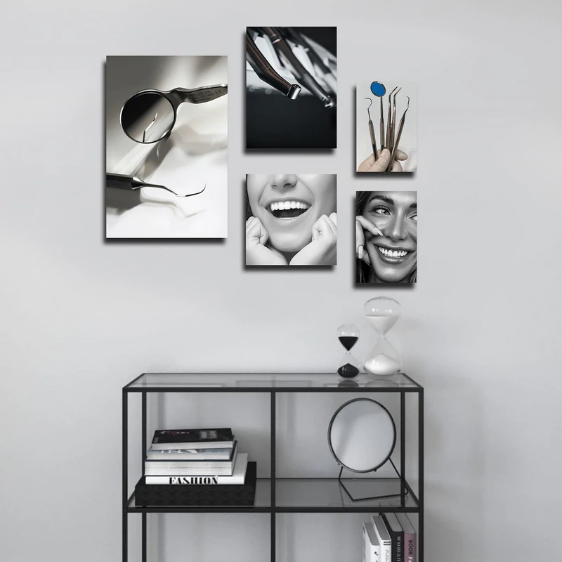 تابلو شاسی بکلیت طرح لبخند و دندانپزشکی مدل SH-1780 مجموعه 5 عددی