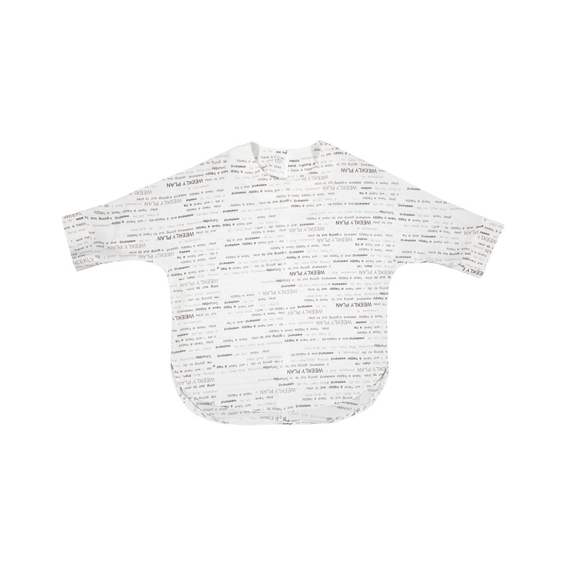 بلوز زنانه مدل یقه گرد آستین کیمونو طرح ویکلی رنگ سفید