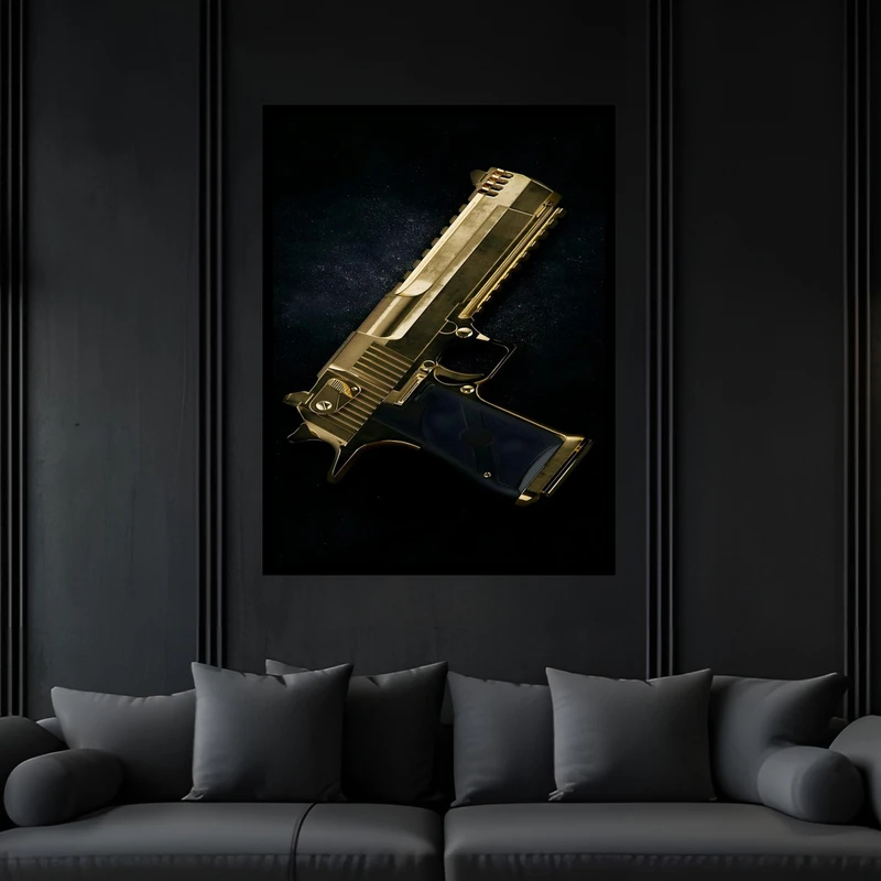 تابلو بکلیت طرح دکوری اسلحه و تفنگ مدل B-bu6508 فریم مشکی