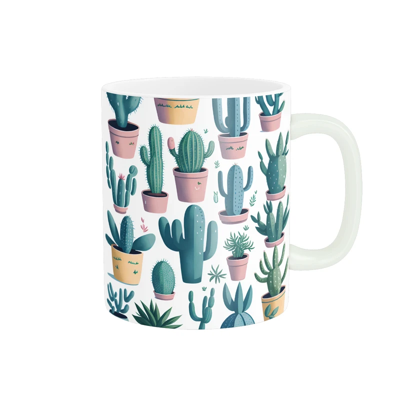 ماگ پاد آفرین طرح کاکتوس فانتزی کد 1464