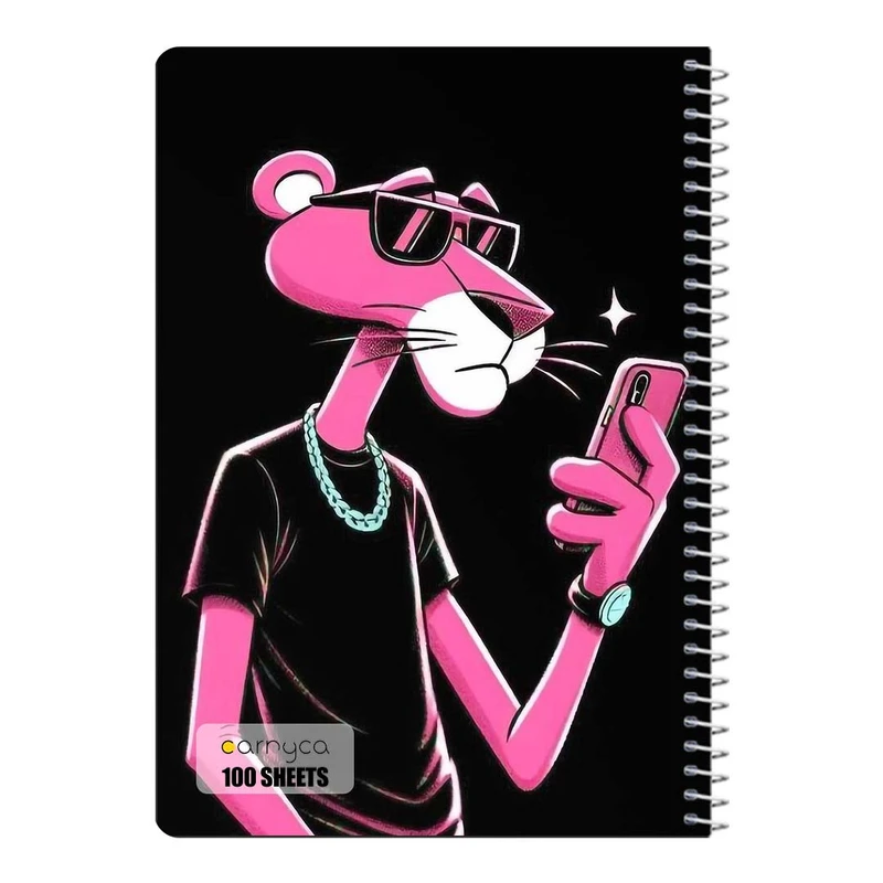 دفتر مشق 100 برگ سیمی کارنیکا طرح پلنگ صورتی pink panther کد 45504