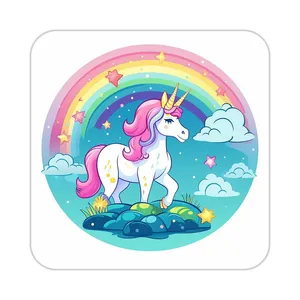 زیر لیوانی کاکتی طرح اسب تک شاخ و یونیکورن مدل mp31141