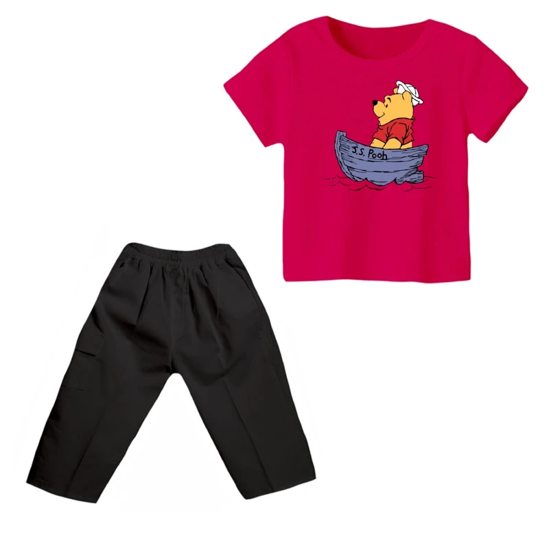 ست تی شرت و شلوارک پسرانه مدل پو کد 74