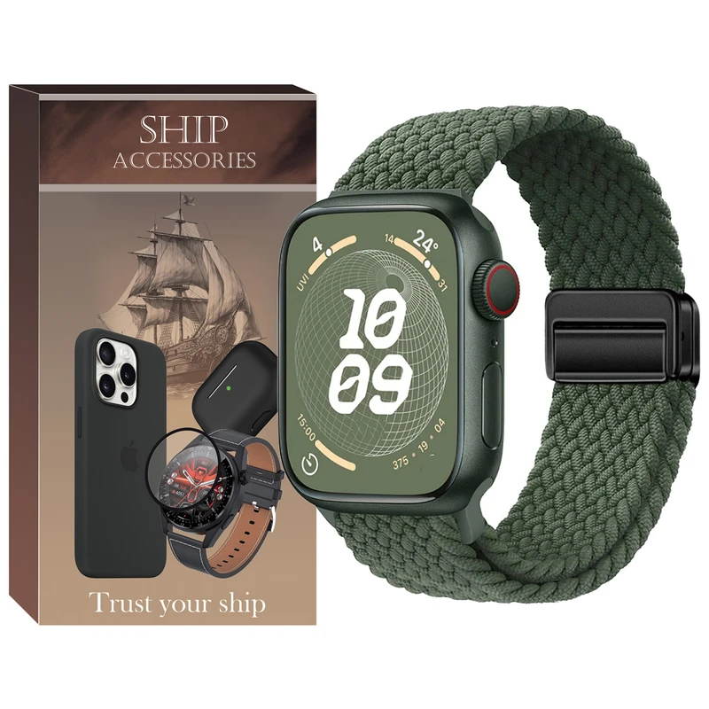 بند شیپ مدل Magnetic Braided Solo SH مناسب برای اپل واچ سری 7/8/9 سایز 45 میلی متری