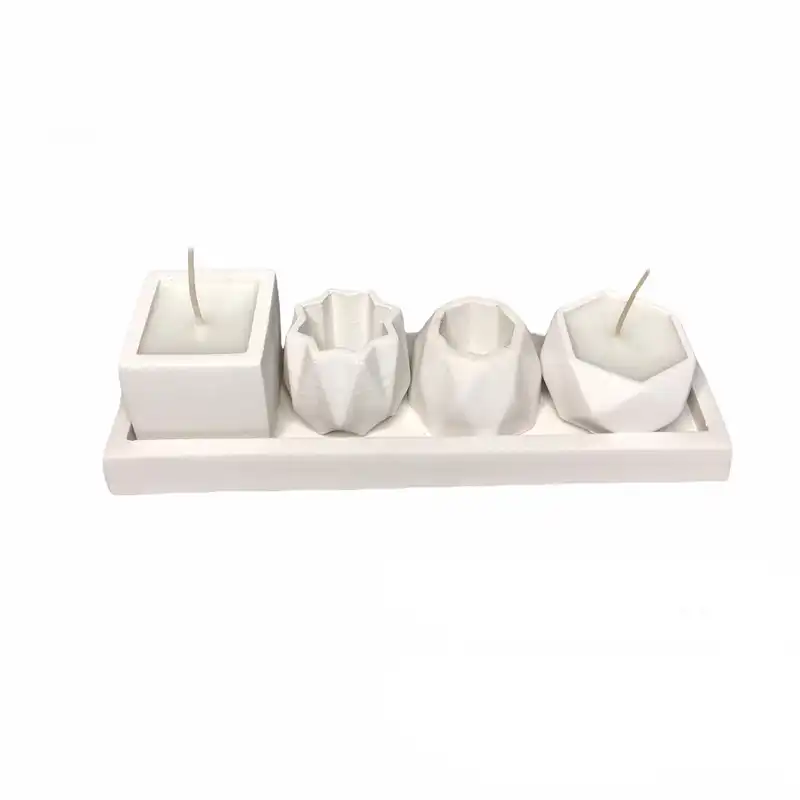 شمع مدل بند انگشتی مجموعه 2 عددی به همراه استند و گلدان و جا کبریتی