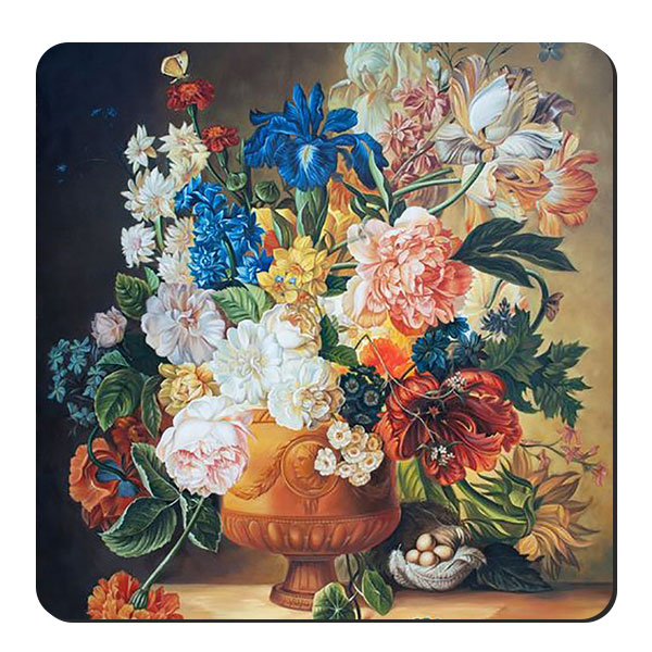  زیر لیوانی طرح نقاشی گل و گلدان کد nzl394
