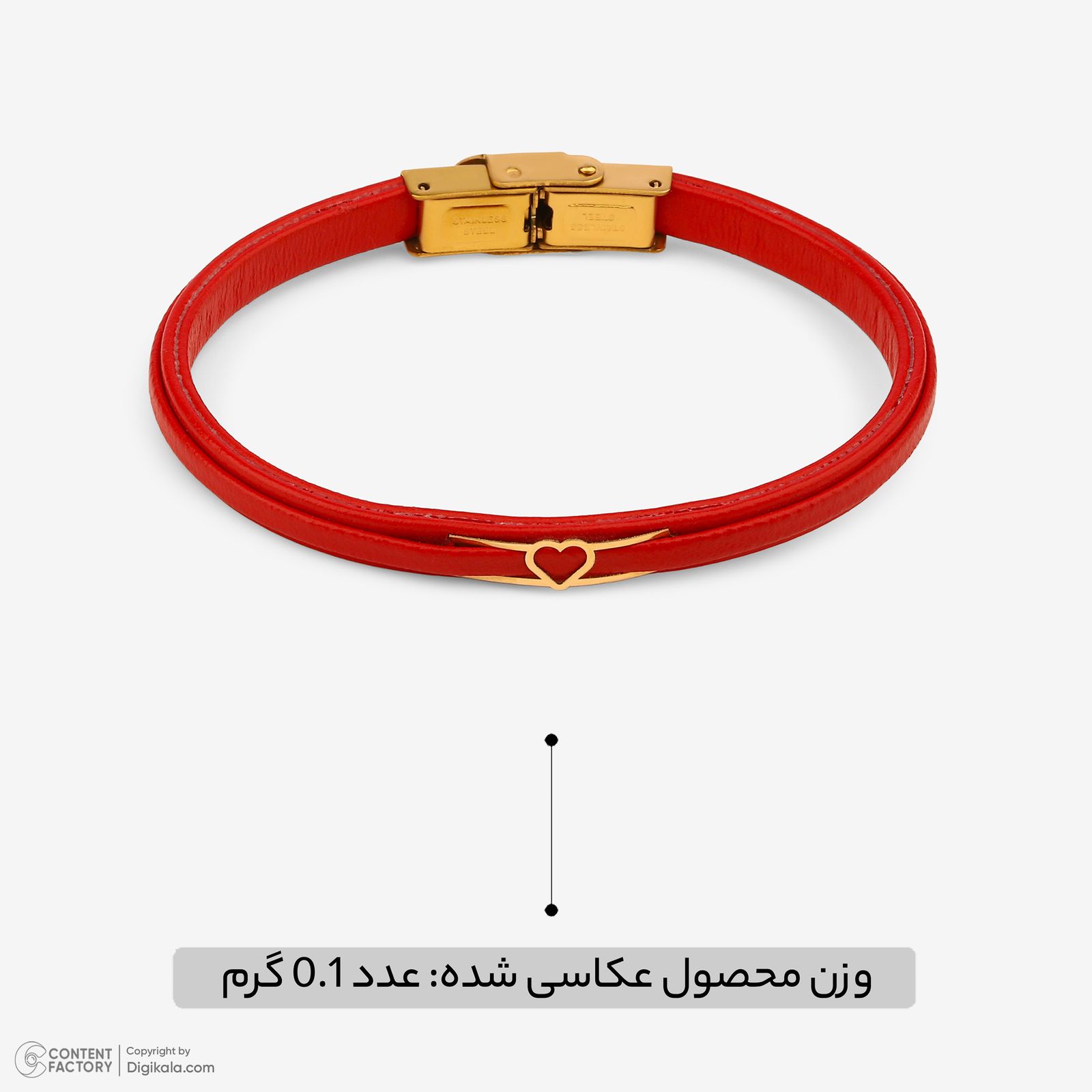دستبند طلا 18 عیار زنانه با بند چرمی وی گالری مدل قلب کد LBA9277 -  - 3