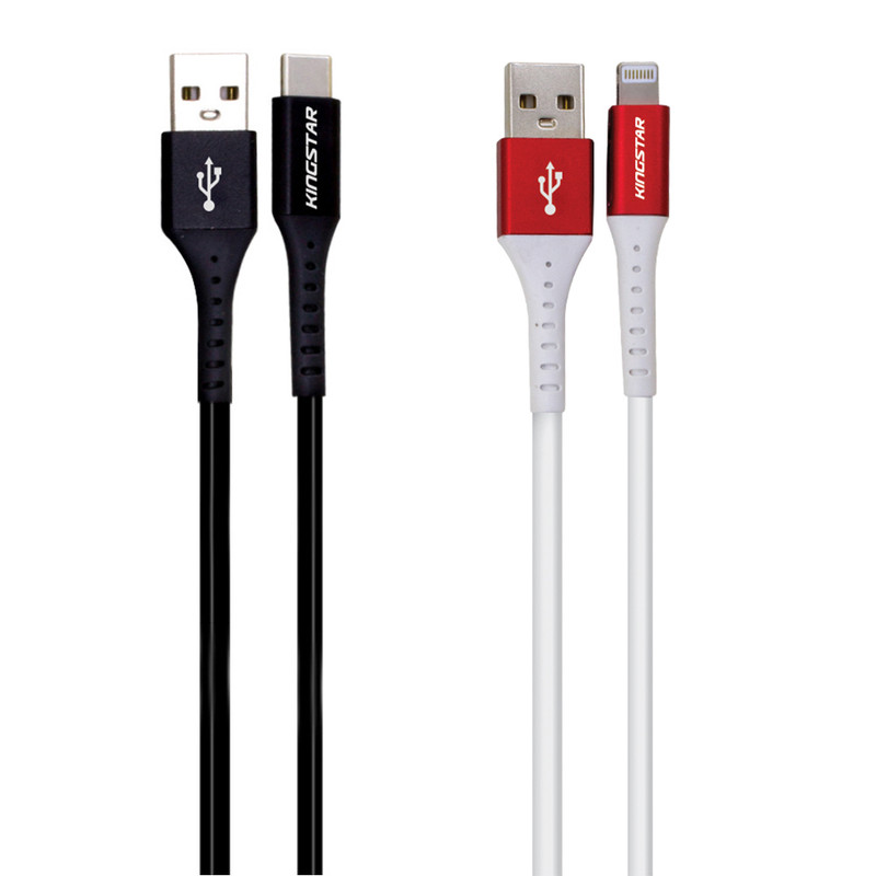 کابل تبدیل USB به لایتنینگ کینگ استار مدل k69i طول 2 متر به همراه کابل تبدیل USB به USB-C