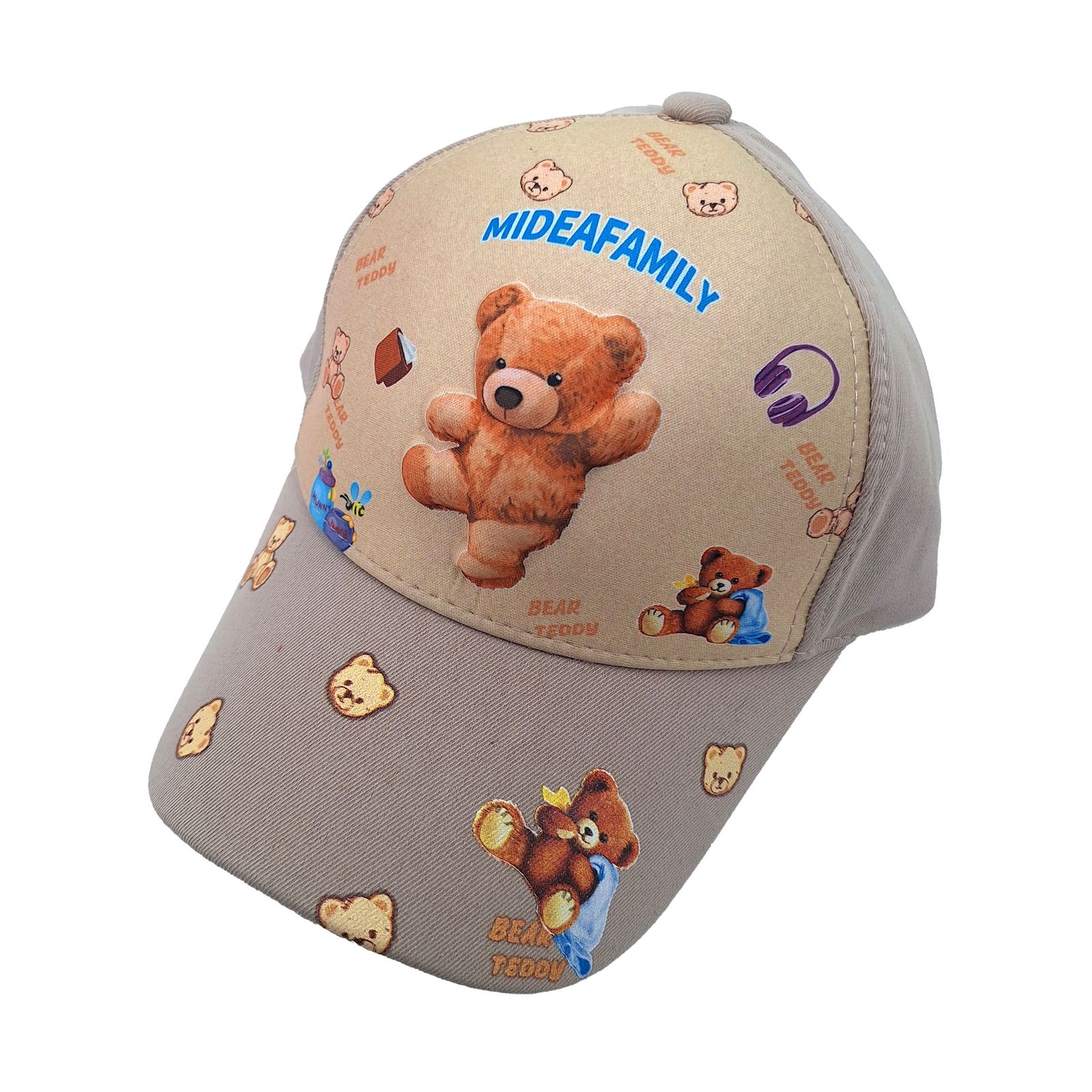  کلاه کپ پسرانه مدل خرس برجسته کد 1143 رنگ کرم  -  - 1