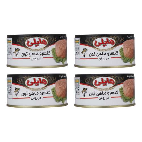 کنسرو ماهی تن در روغن هایلی بسته 4 عددی