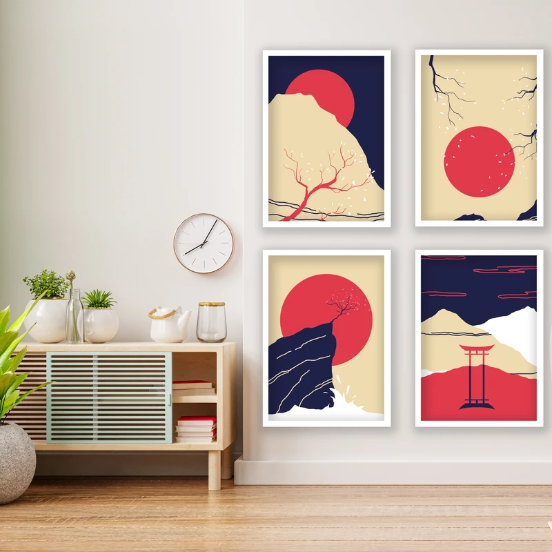 تابلو مدل مینیمال ژاپنی کد LA-G4012 مجموعه 4 عددی