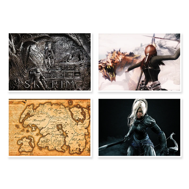 پوستر طرح بازی Skyrim کد A-1681 مجموعه 4 عددی