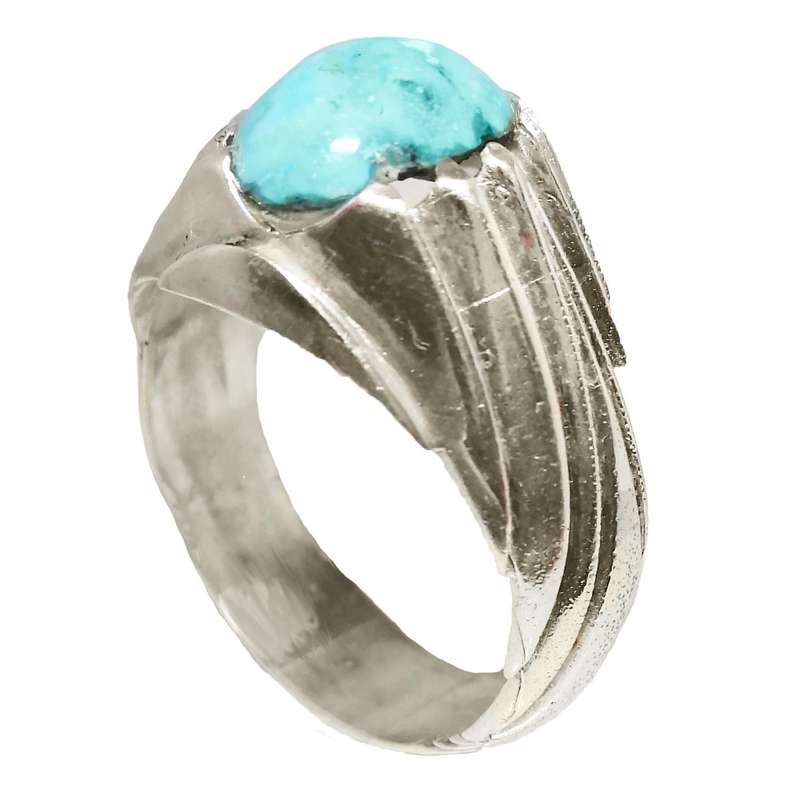 انگشتر نقره مردانه مدل فیروزه نیشابور MFN3015