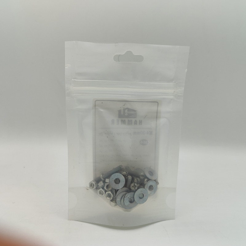 پیچ و مهره و واشر هامر مدل استوانه کد M4-20mm بسته 75 عددی