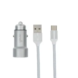 شارژر فندکی رنون مدل RN 181 به همراه کابل تبدیل USB-C