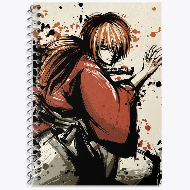 دفتر زبان 50 برگ خندالو مدل دو خط طرح انیمه رورونی کنشین کد 34892