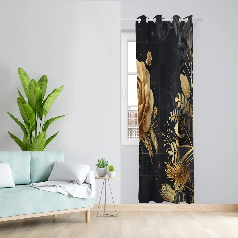 پرده طرح گل مدل مخمل پانچی کد 2664 z سایز 140x200 سانتی متر