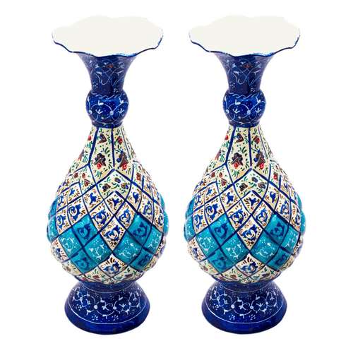 گلدان میناکاری مدل صراحی کد 395-12-102 مجموعه 2 عددی